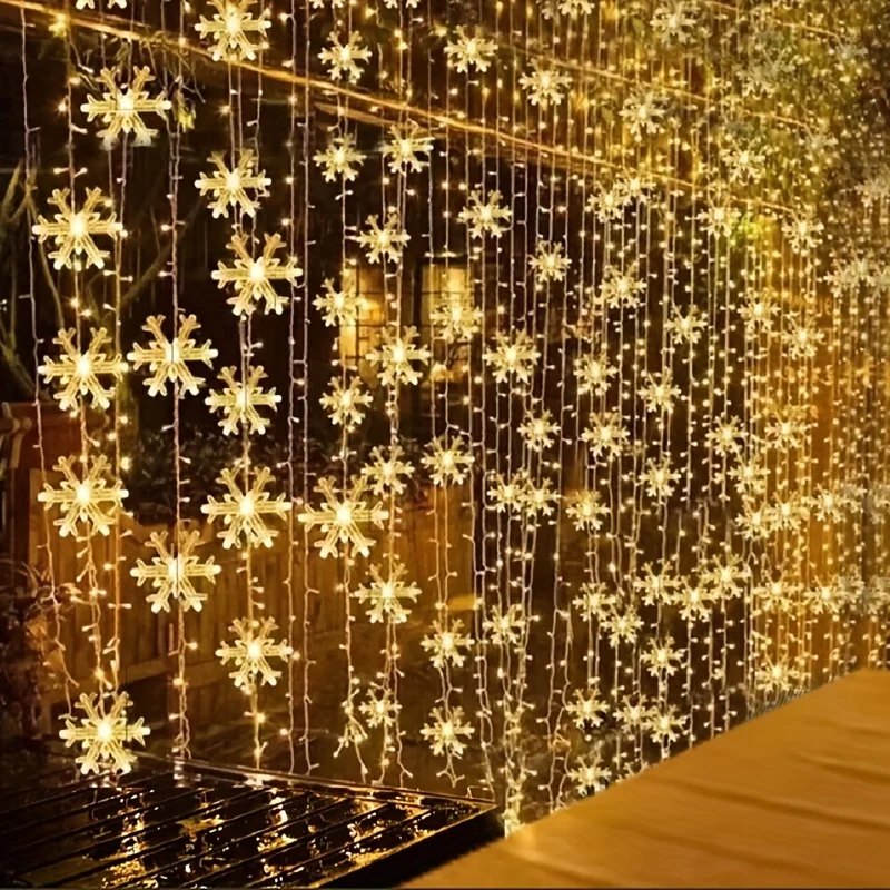 Led Fairy String Lights - 3m LED Snowflake Curtain Lights, Romantic