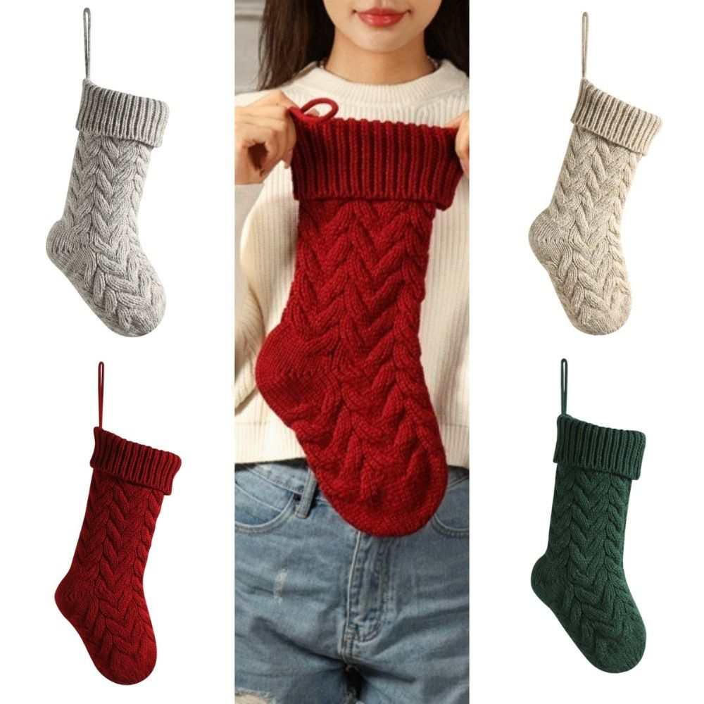 Knitted Christmas Sockings Flu - Christmas Stocking Hanging review and price