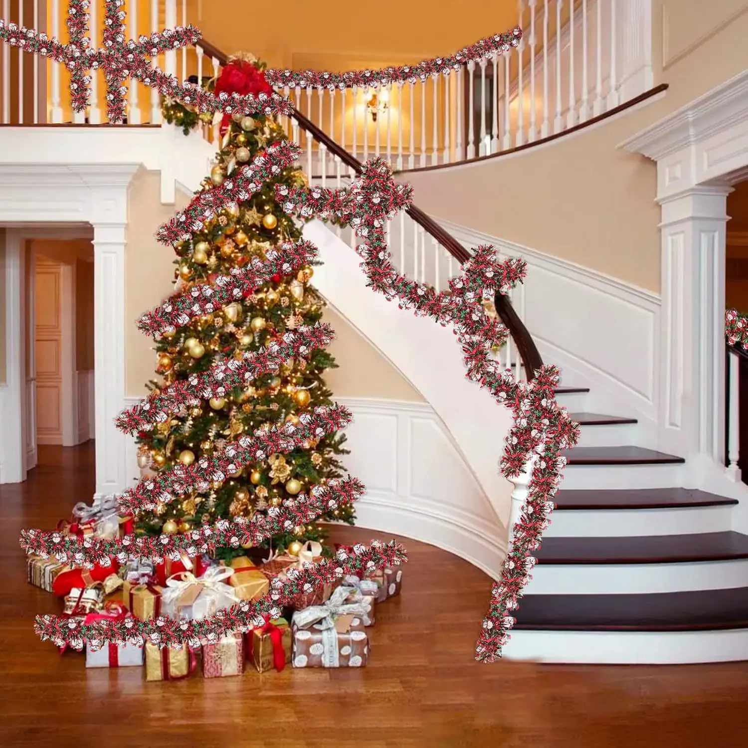Christmas Tinsel Garland Santa - Christmas Stocking Hanging review and price