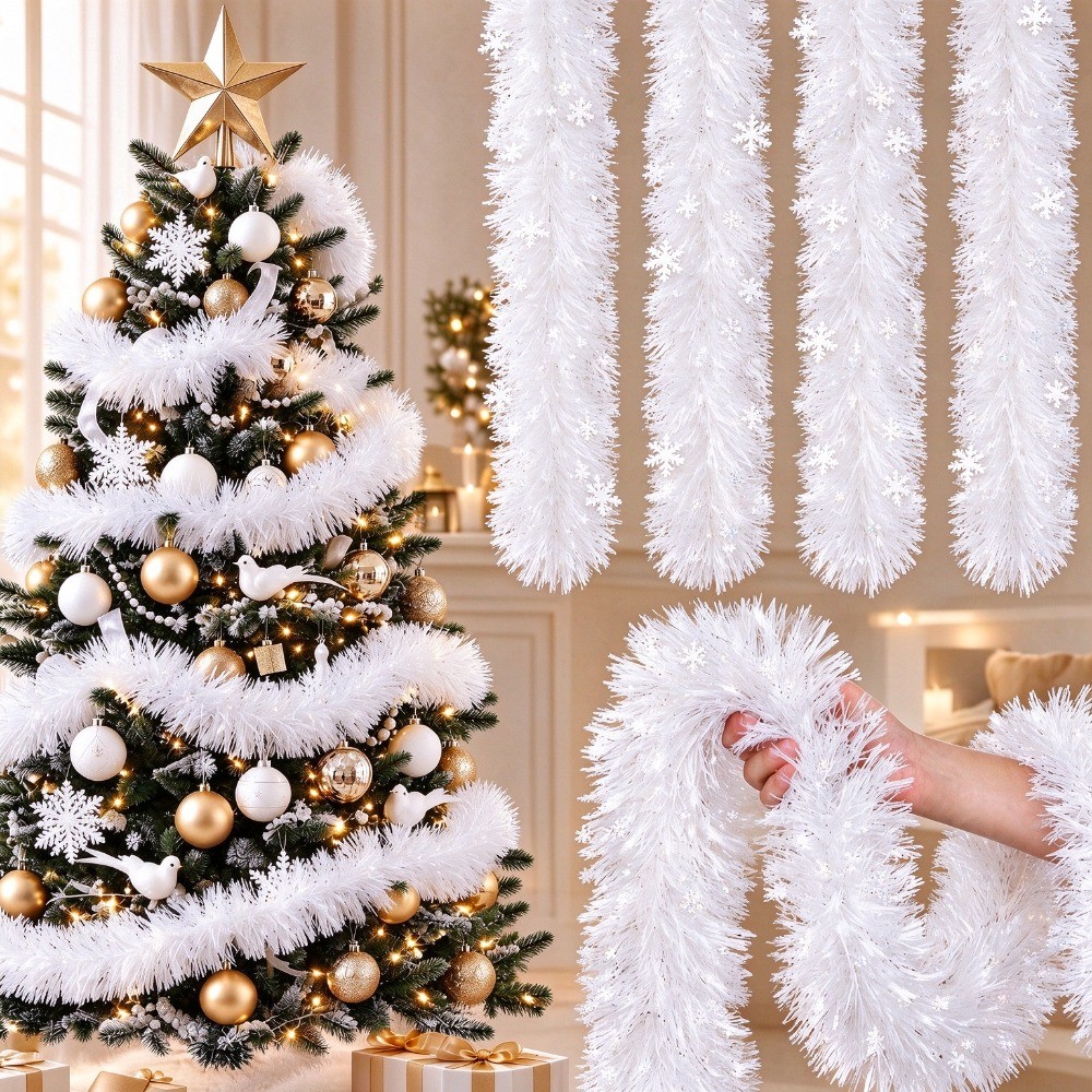 2/4/10M White Snowflake Tinsel - Tinsel Garland Decoration review and price
