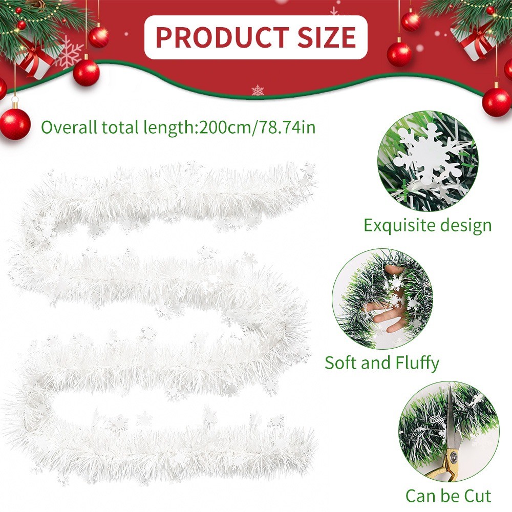 2/4/10M White Snowflake Tinsel - Tinsel Garland Decoration review and price