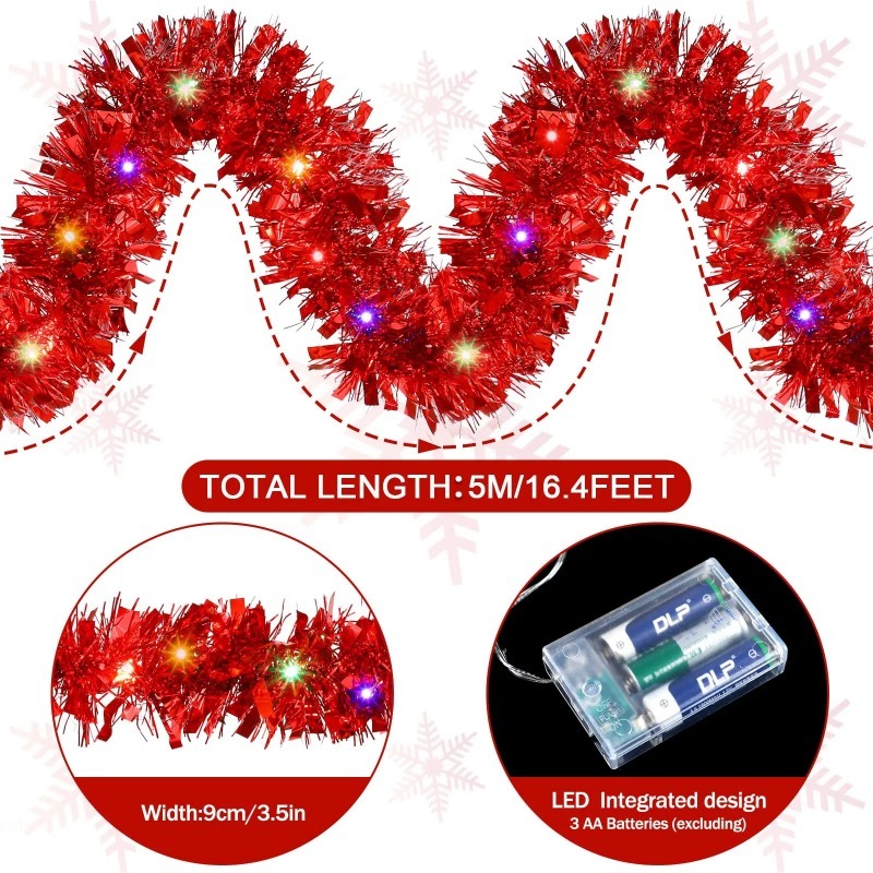 1PC 5M Christmas Tinsel Garlan - Tinsel Garland Decoration review and price